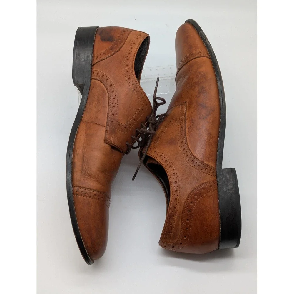 Nunn Bush Norcross 84526-221 Mens 12M Brown Leather Cap Toe Oxford Dress Shoes